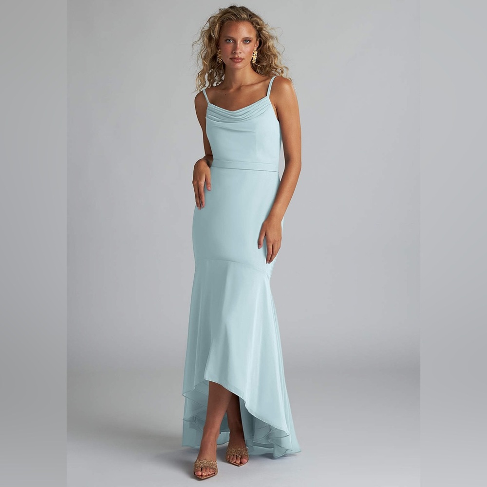 Azazie Summer Asymmetrical High-Low Gown in the Color Mist